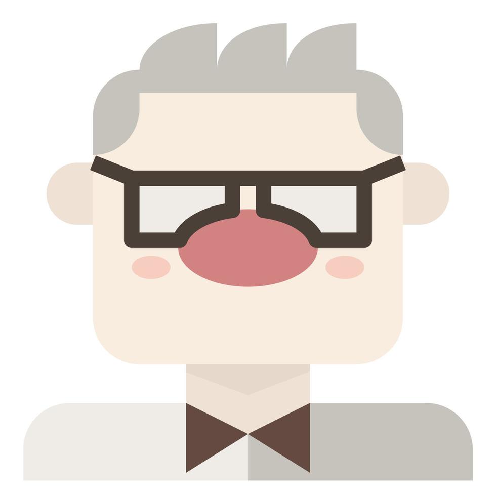 carl Fredricksen avatar opa oud Mens bril klem kunst icoon vector