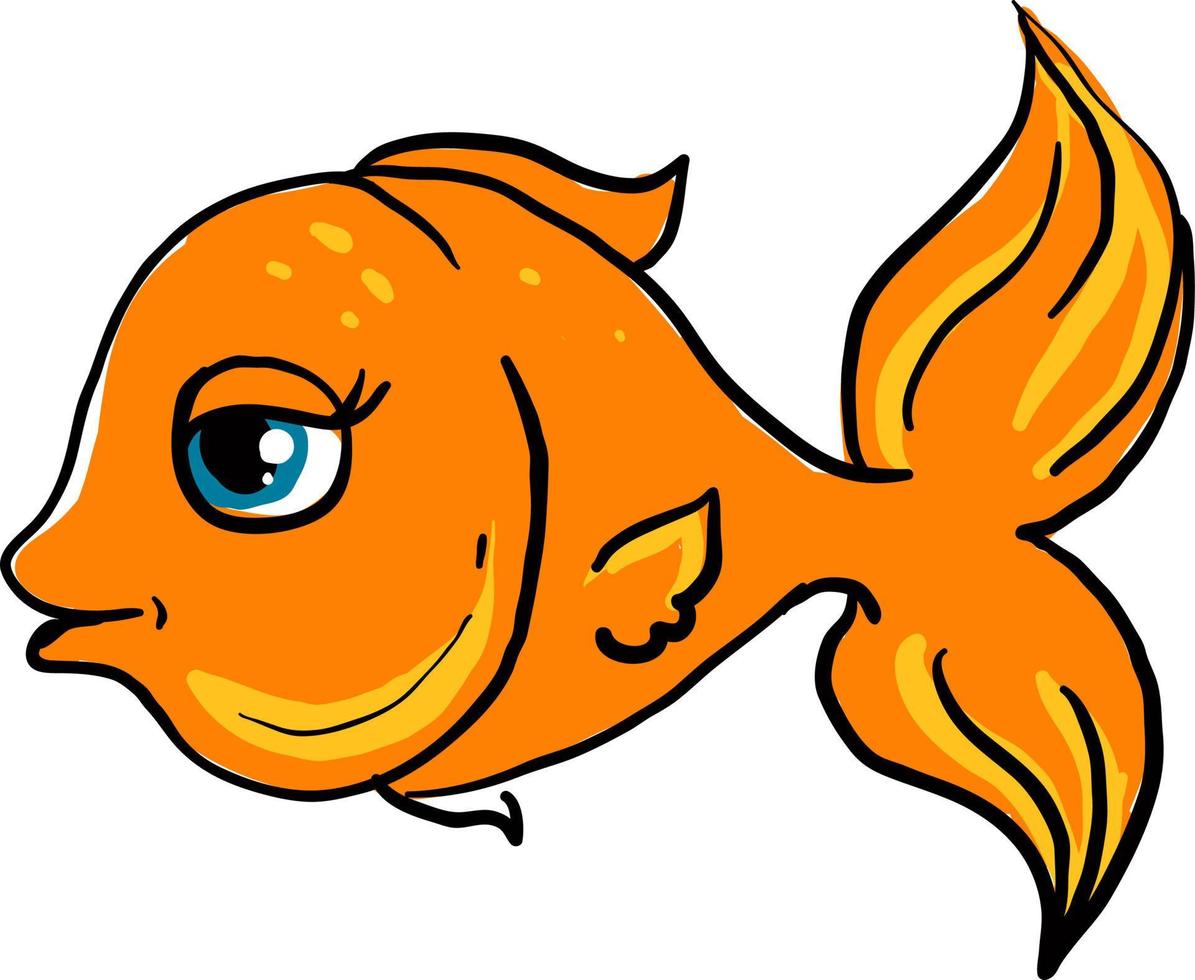 gelukkig goud vis, illustratie, vector Aan wit achtergrond.