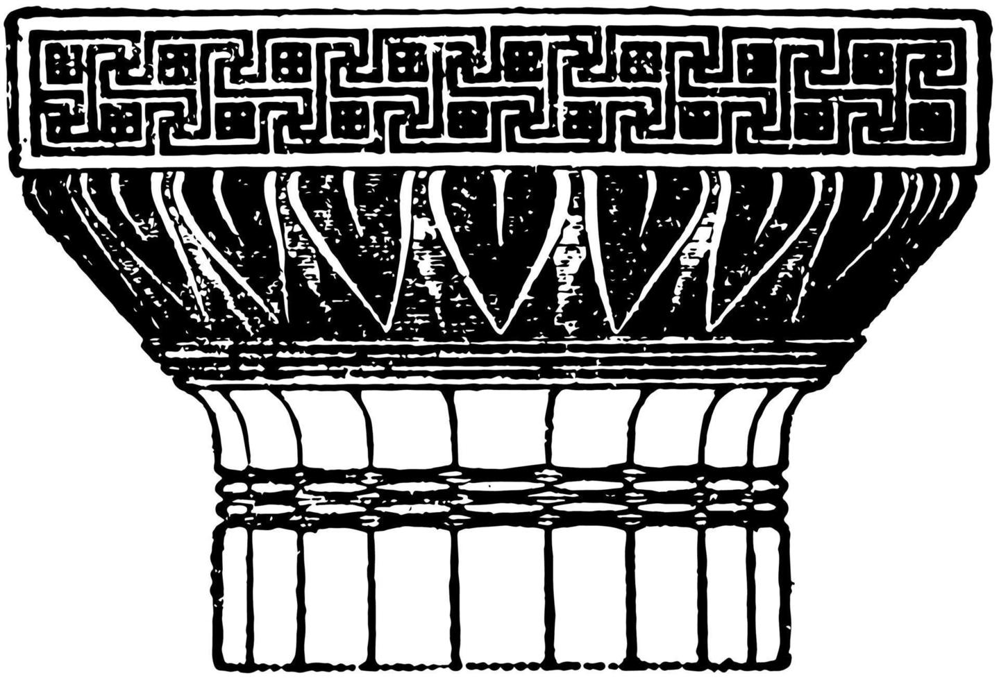 grecian Dorisch hoofdstad, de Dorisch bestellen, wijnoogst gravure. vector