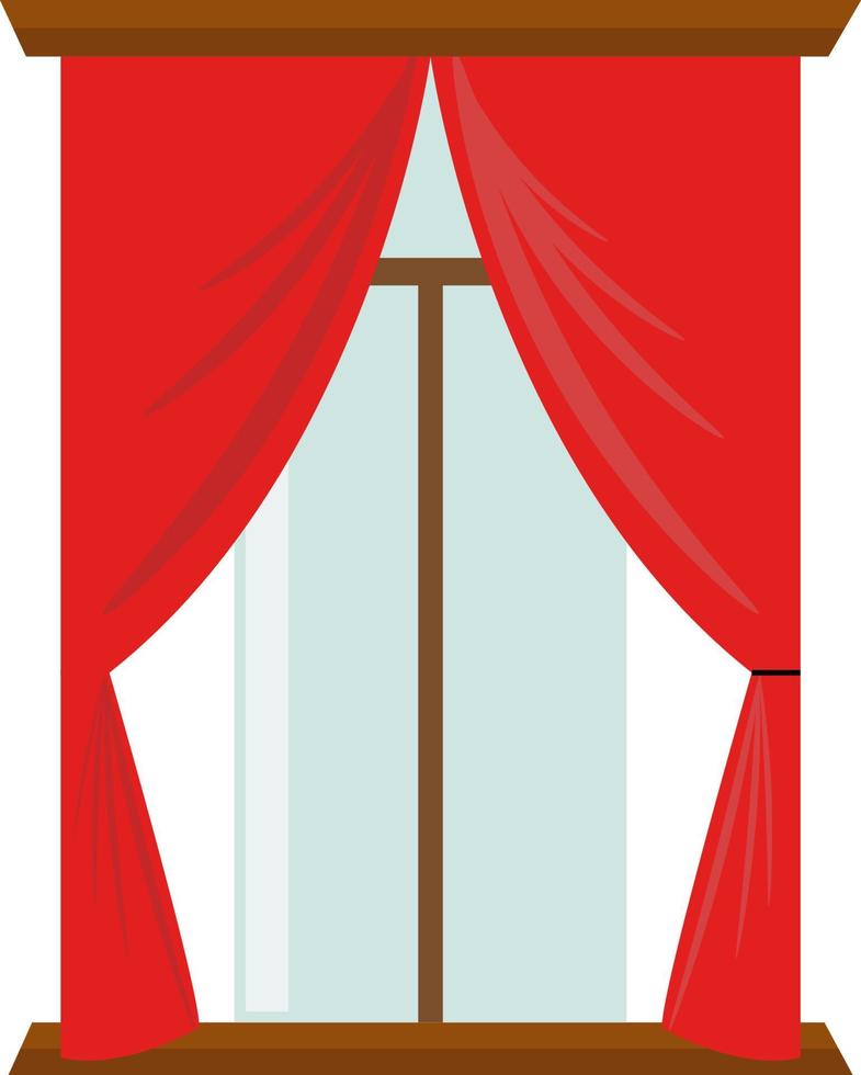 rood gordijn, illustratie, vector Aan wit achtergrond.