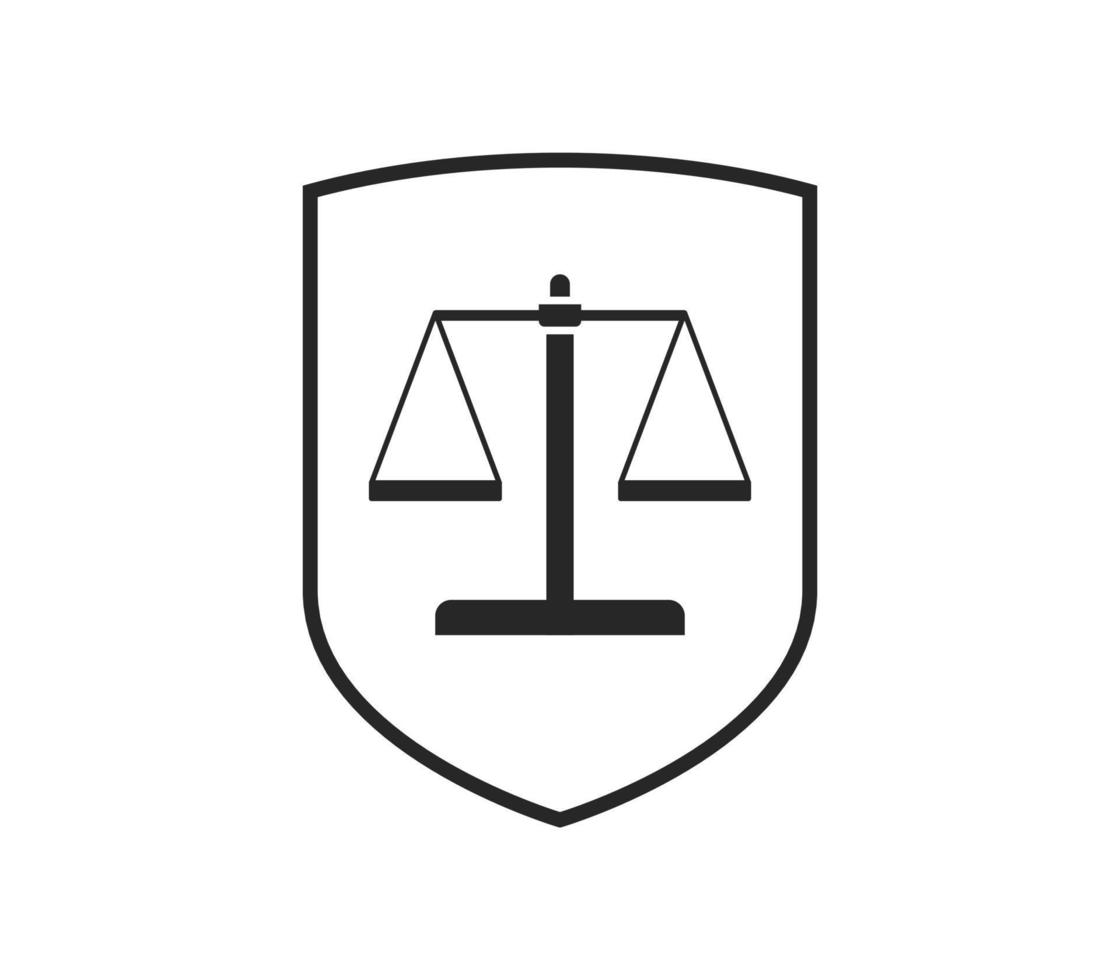 wettelijk wet bescherming symbool en gerechtigheid insigne concept vlak vector illustratie.