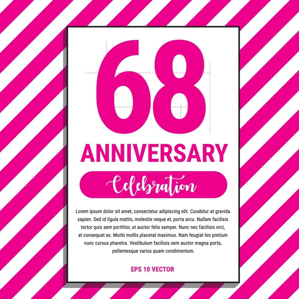 68 jaar verjaardag viering ontwerp, Aan roze streep achtergrond vector illustratie. eps10 vector
