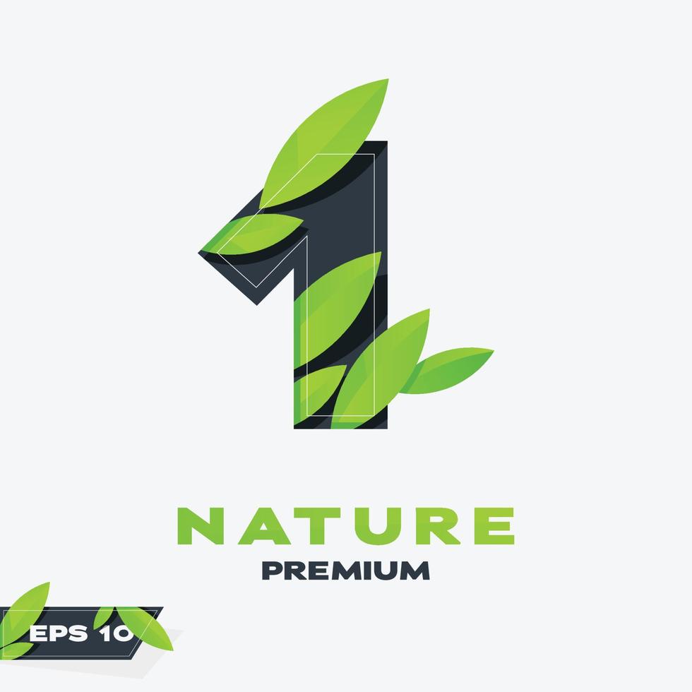 numeriek 1 natuur bladeren logo vector