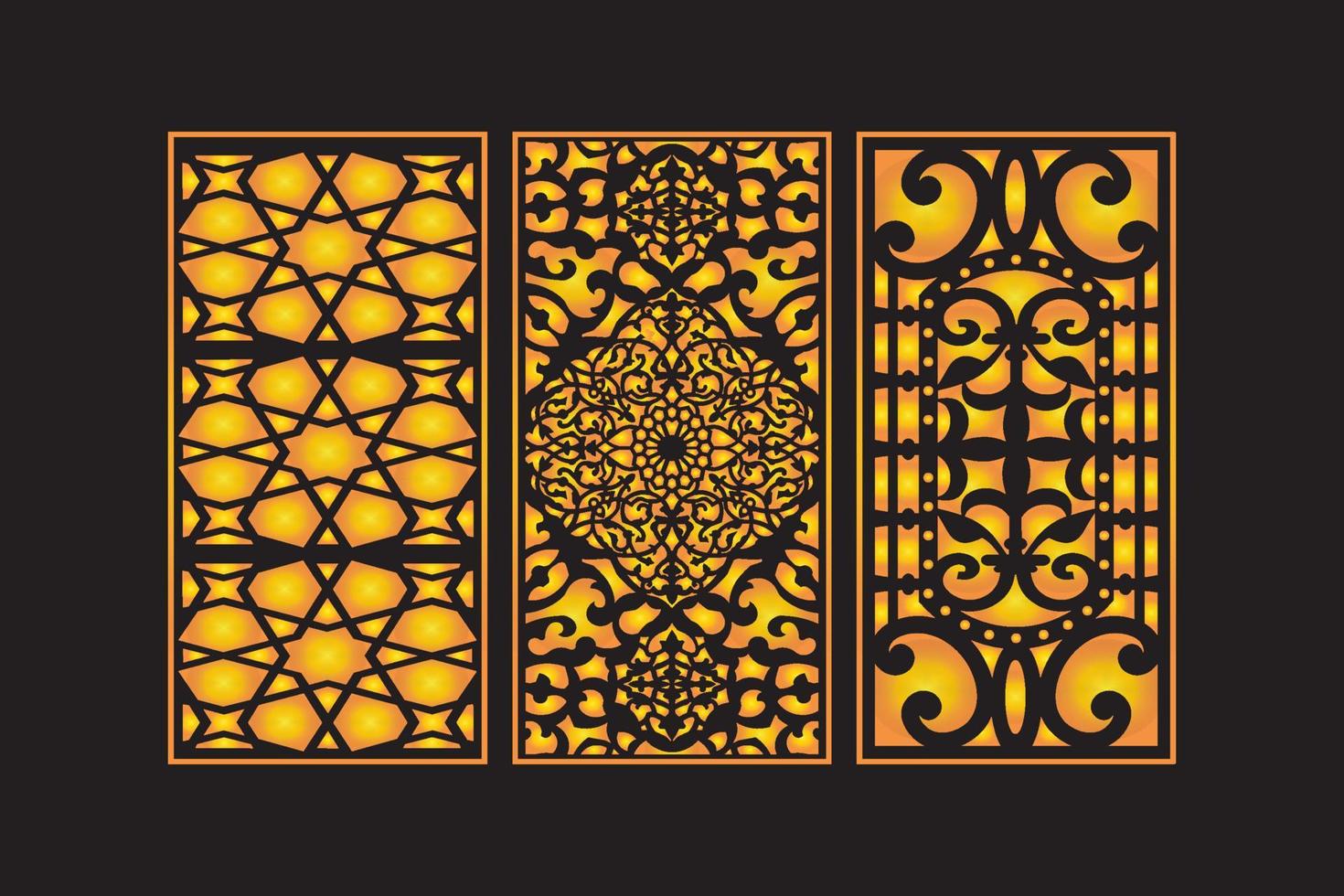 Islamitisch decoratief laser besnoeiing panelen sjabloon met abstract meetkundig bloemen laser vector