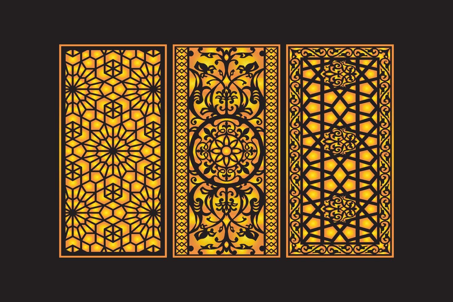 Islamitisch decoratief laser besnoeiing panelen sjabloon met abstract meetkundig bloemen laser vector