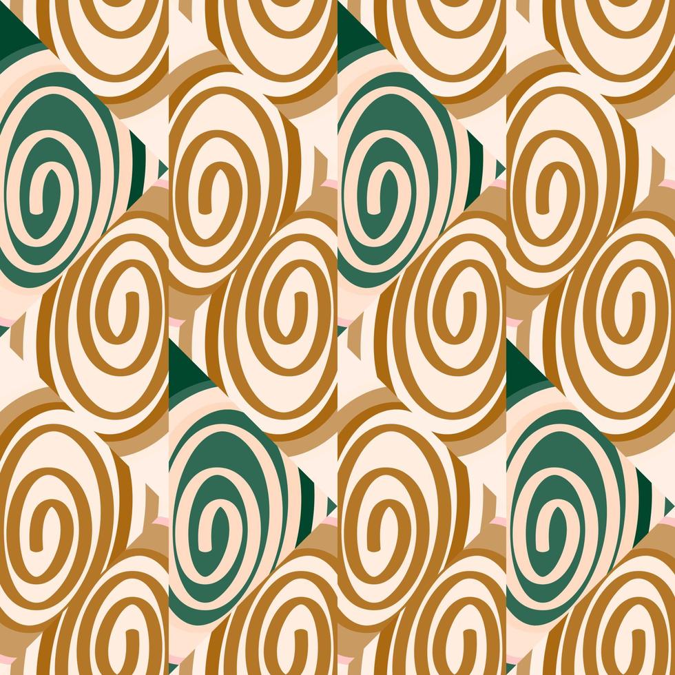 naadloos patroon in de spiralen van een mozaïek- in retro stijl. decoratief abstract cirkel wijnoogst ornament vector