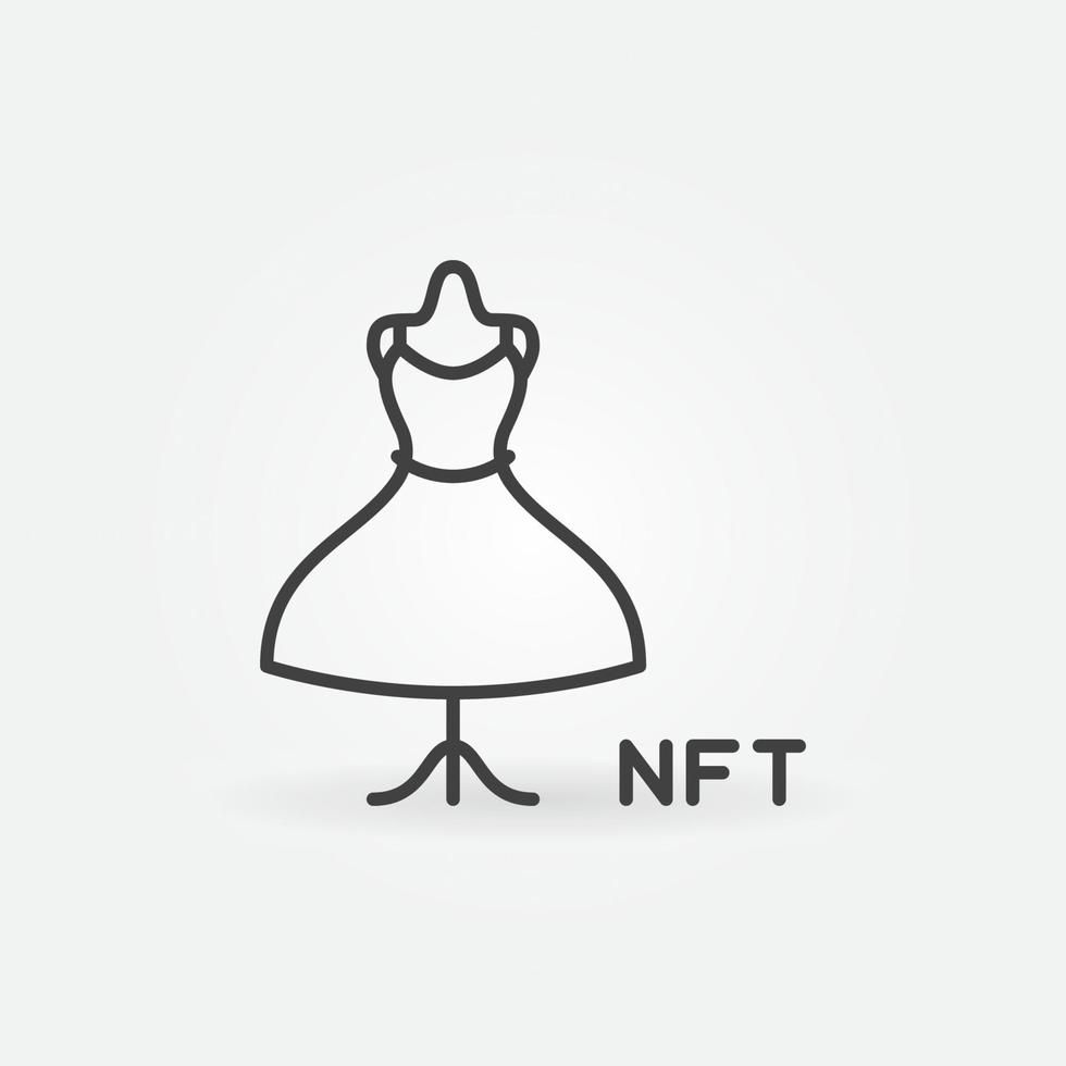 nft mode vector concept lijn icoon - niet-fungible token vrouw jurk teken
