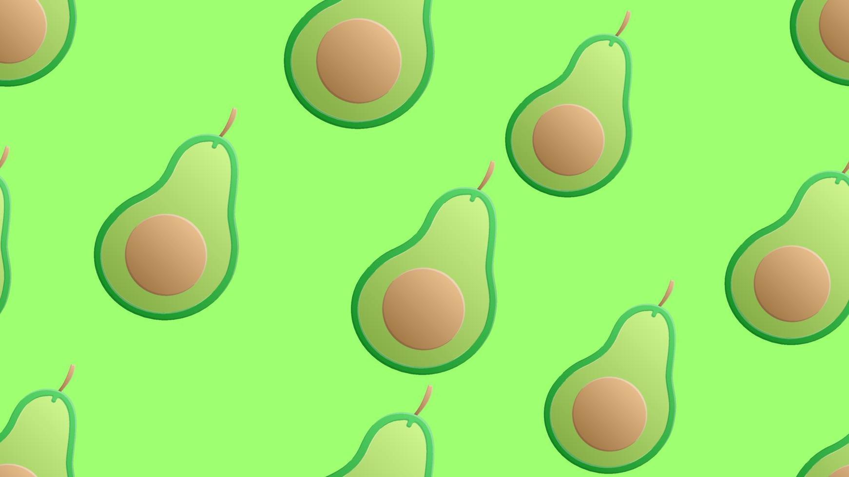 naadloos patroon geheel en gesneden avocado Aan helder groen achtergrond, vector illustratie