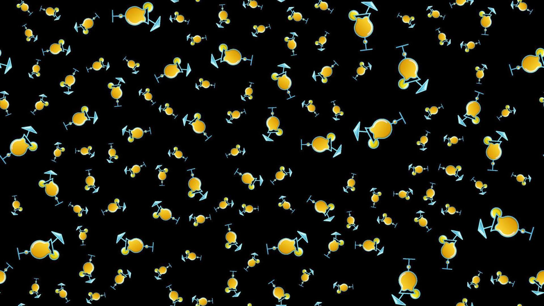 eindeloos naadloos patroon van mooi glas bril met smakelijk alcoholisch cocktails met ijs en rietjes met citroenen voor een partij Aan een zwart achtergrond. vector illustratie