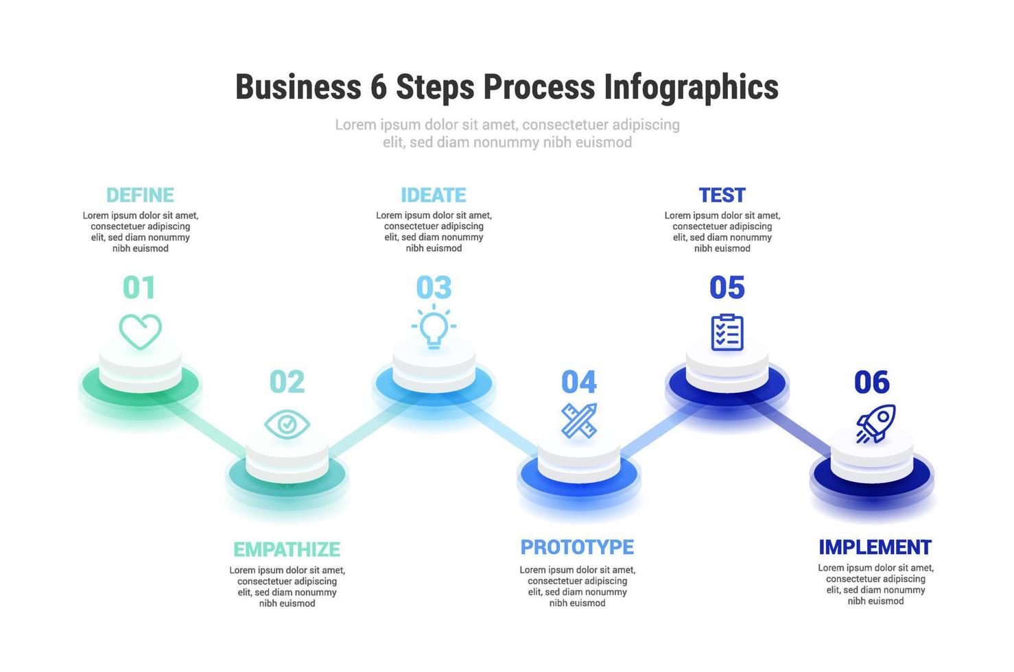 bedrijf 6 stappen werkwijze infographics vector