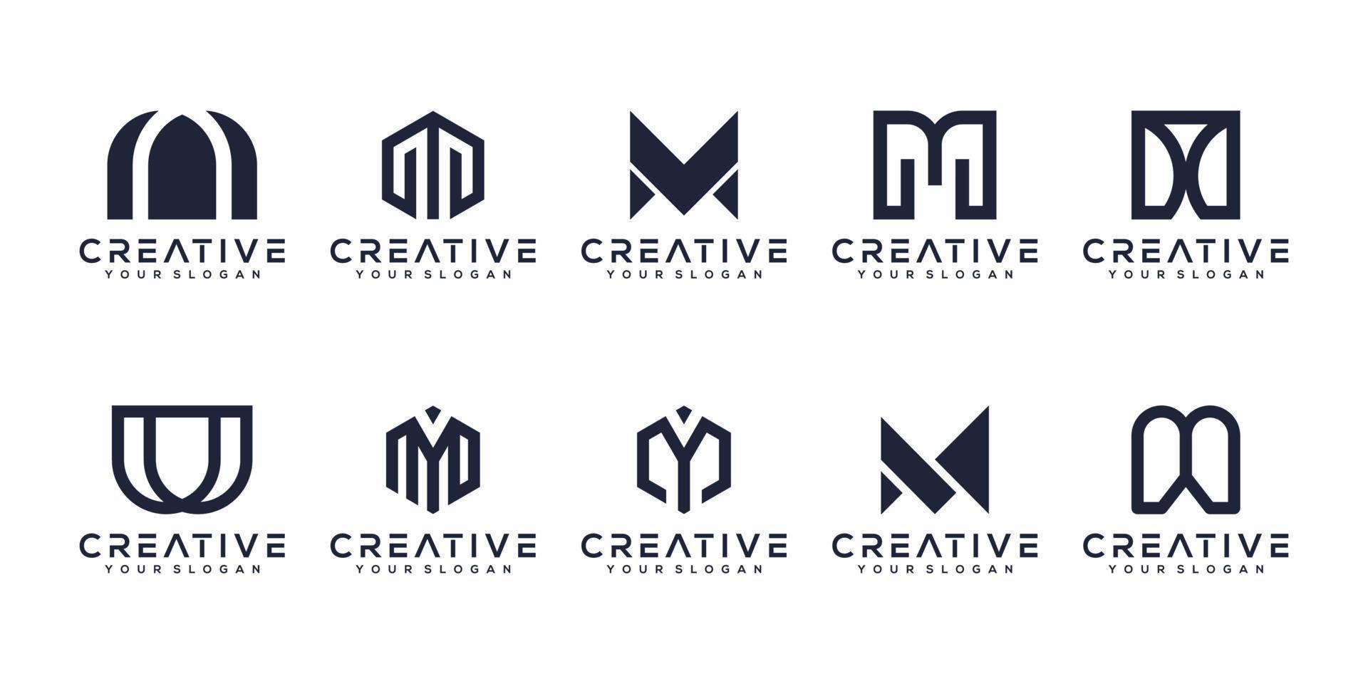 reeks brief m monogram logo ontwerp vector