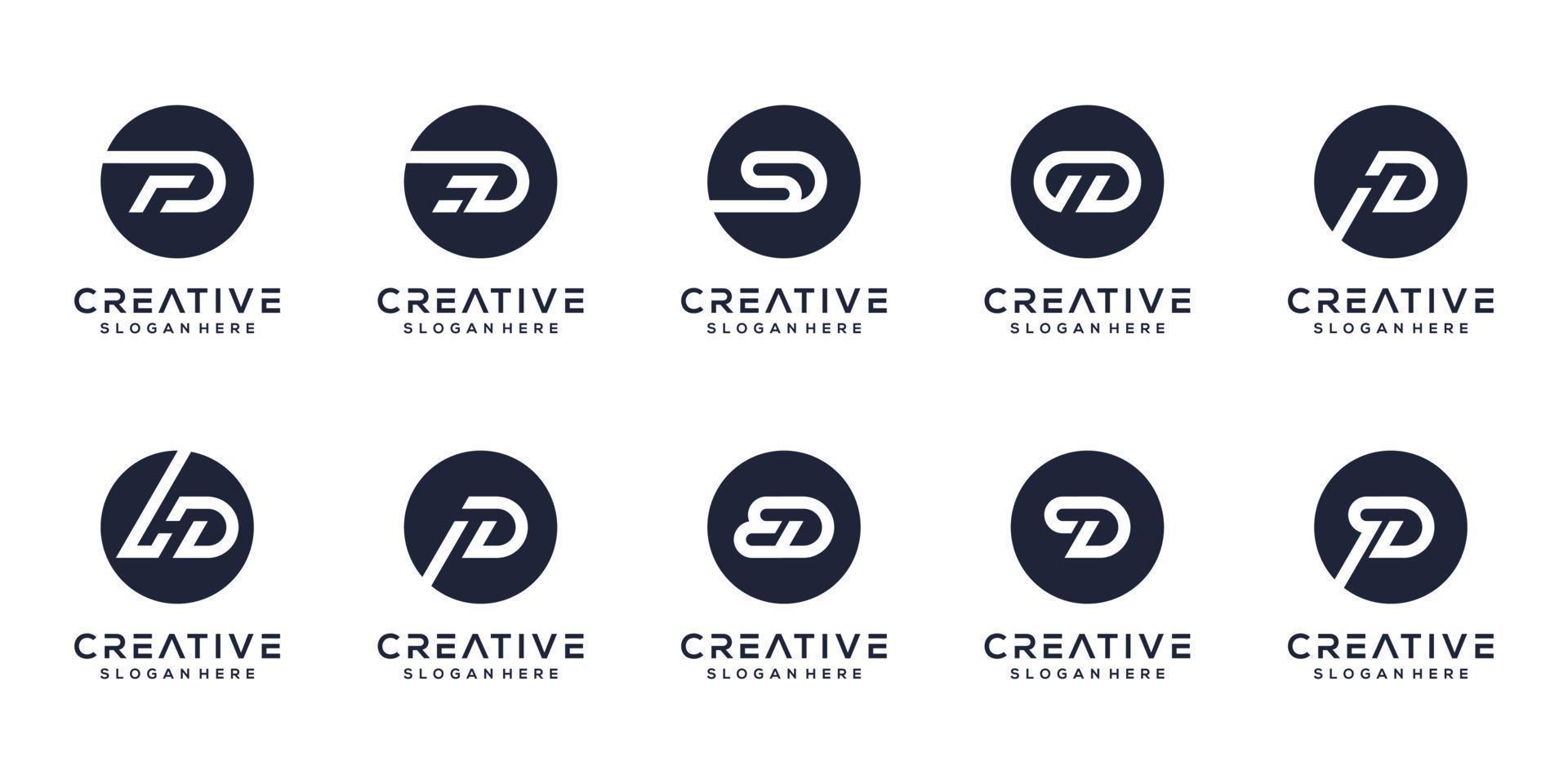 reeks brief d monogram logo ontwerp vector