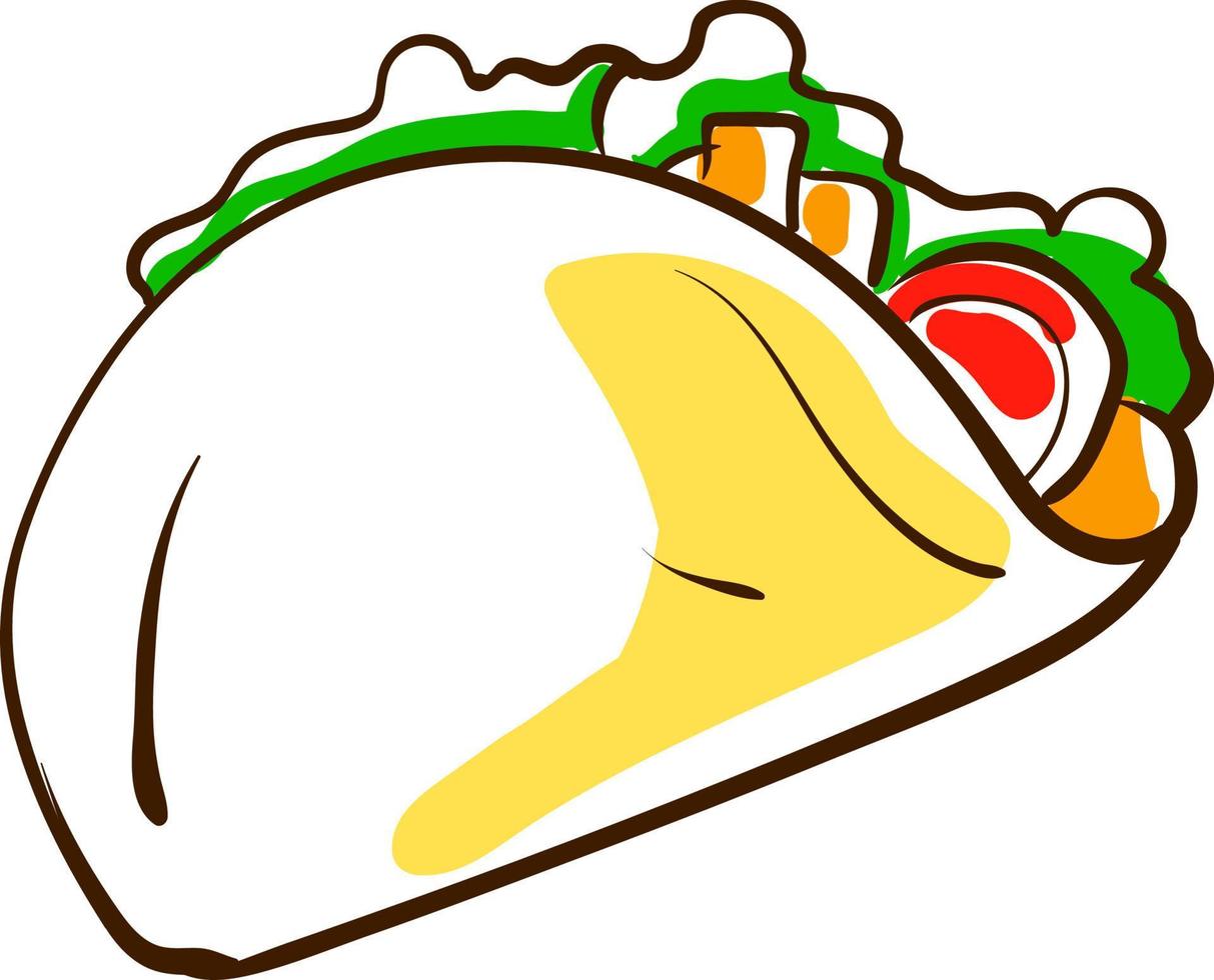taco tekening, illustratie, vector Aan wit achtergrond.