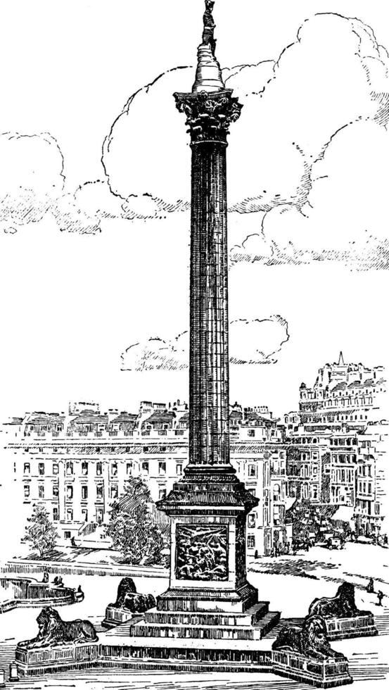 de Nelson monument, wijnoogst illustratie. vector