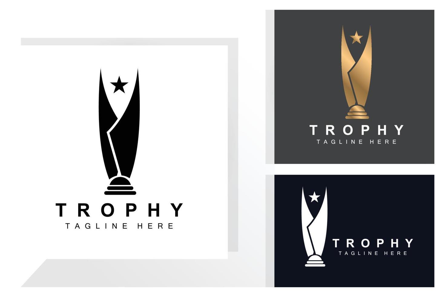 trofee logo ontwerp, prijs winnaar kampioenschap trofee vector, succes merk vector