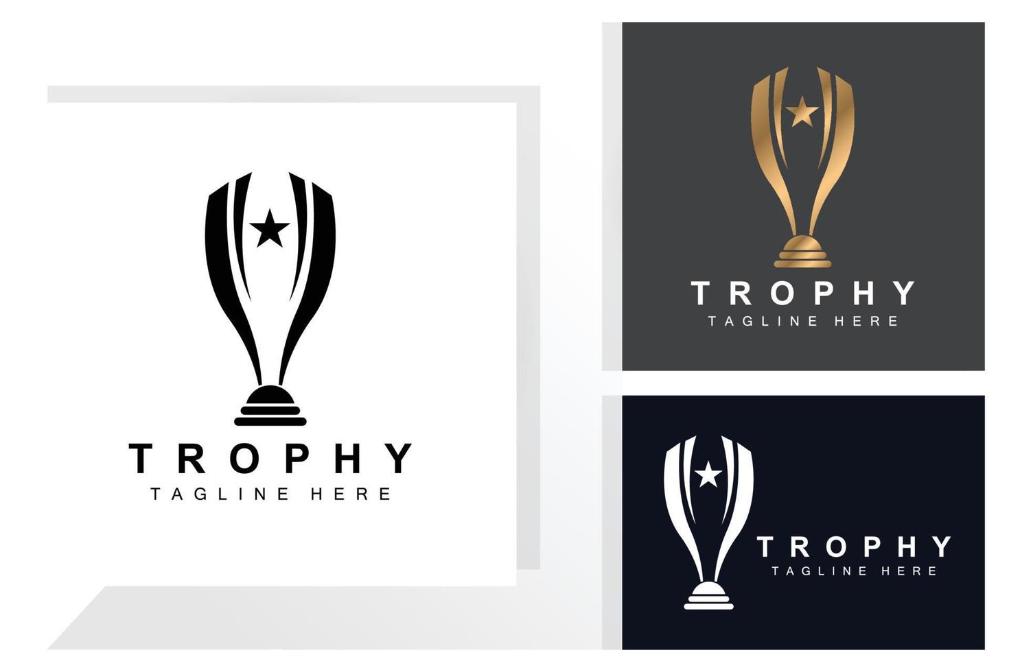 trofee logo ontwerp, prijs winnaar kampioenschap trofee vector, succes merk vector