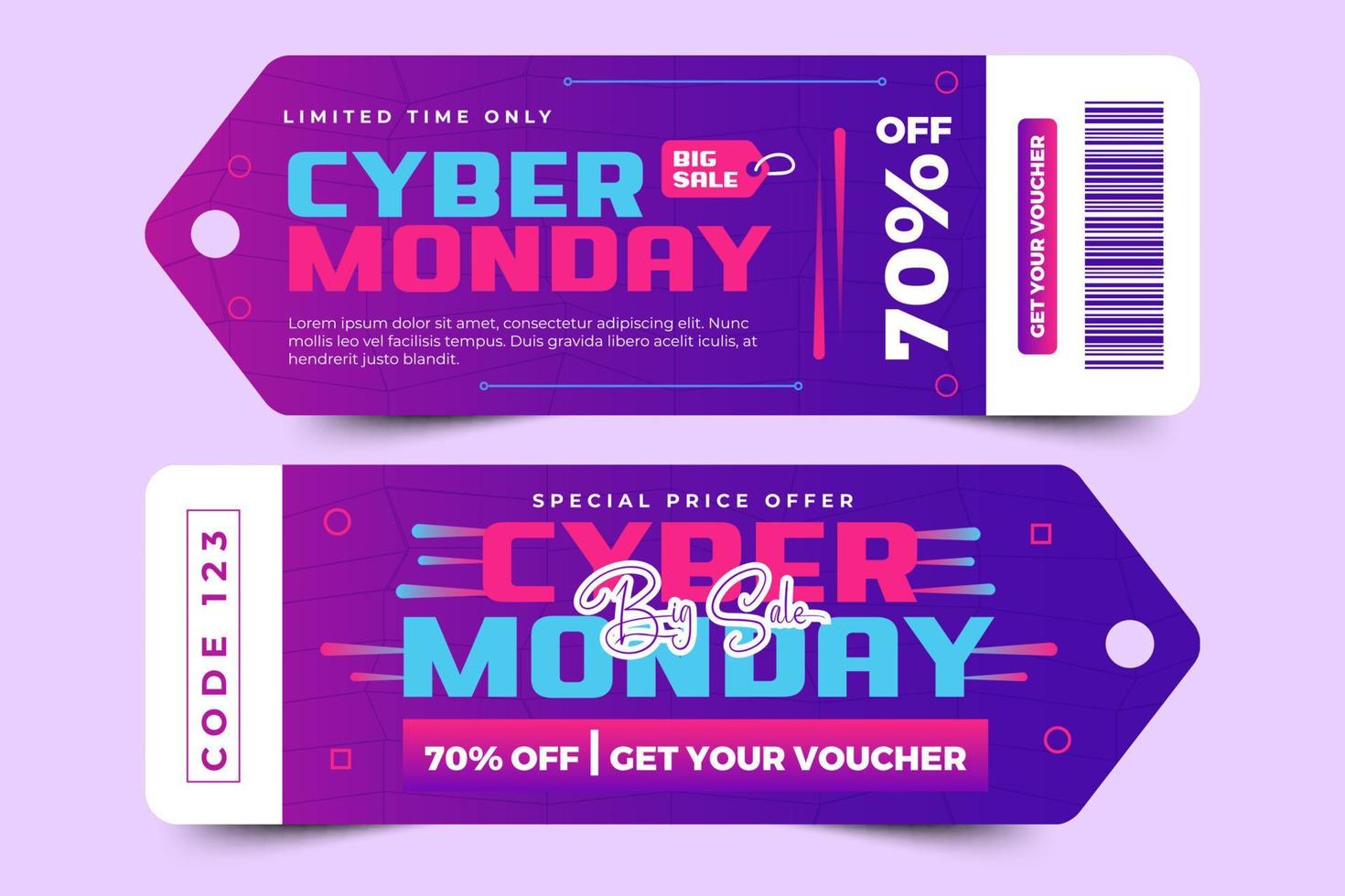 cyber maandag tegoedbon of coupon ontwerp sjabloon vector