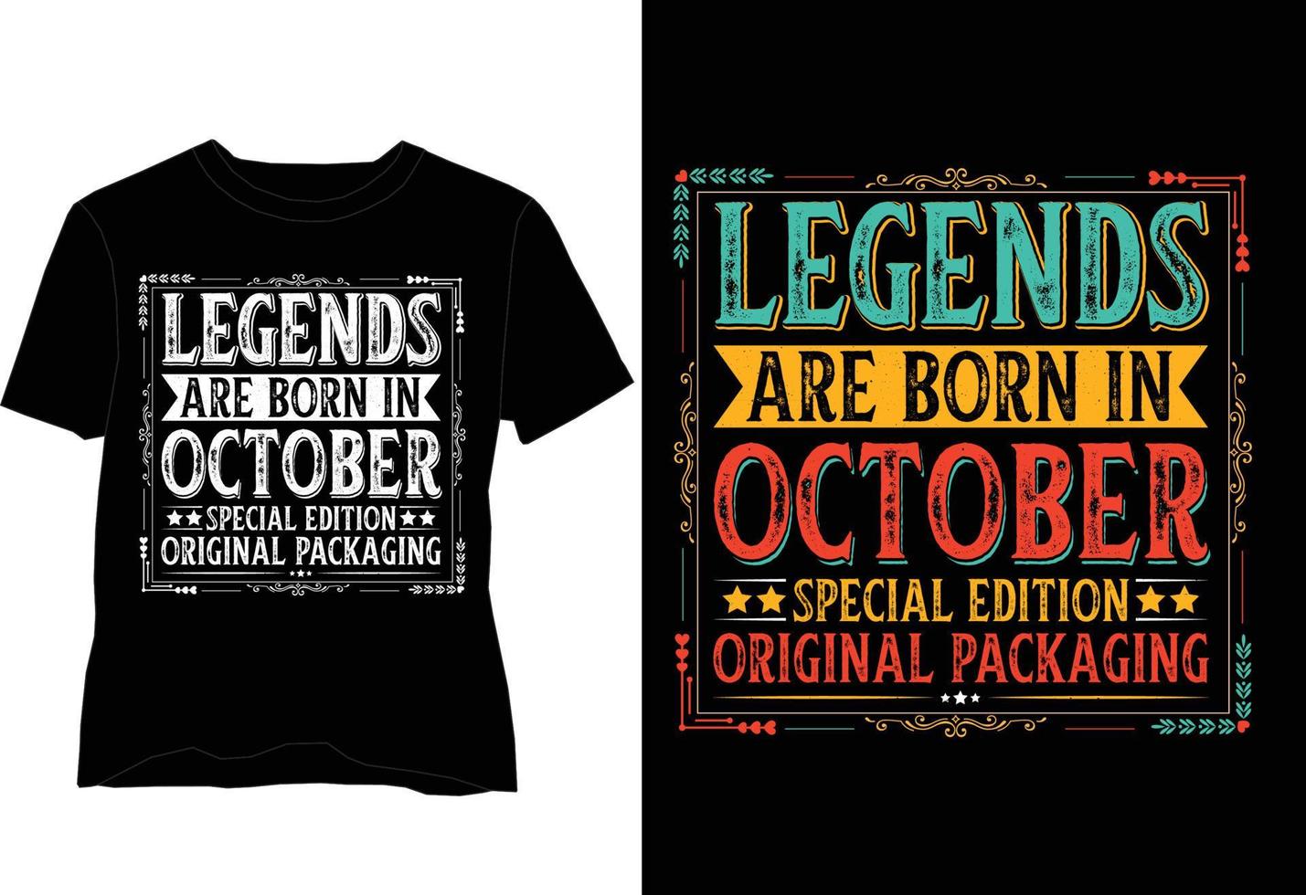 legends zijn geboren in oktober t overhemd ontwerp vector