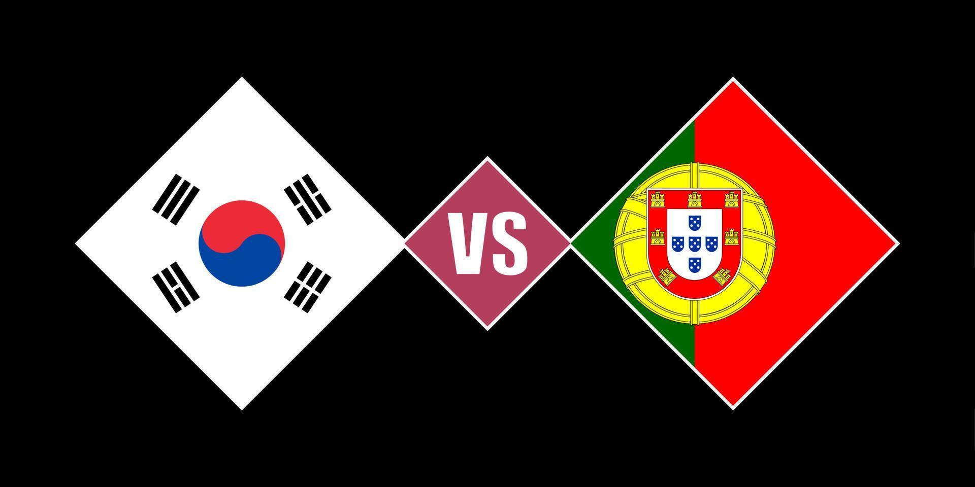 zuid-korea vs portugal vlag concept. vectorillustratie. vector