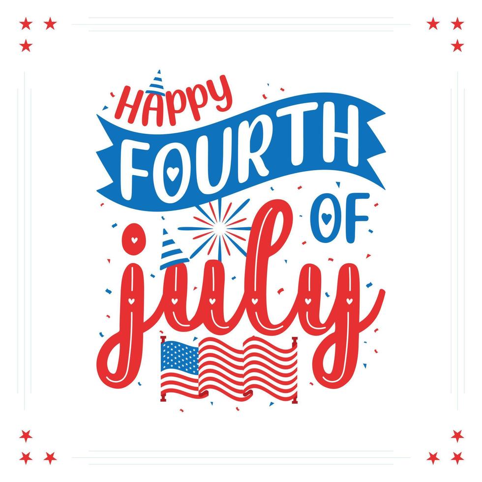 gelukkig vierde van juli, 4e van juli Amerika onafhankelijkheid dag belettering vrij vector