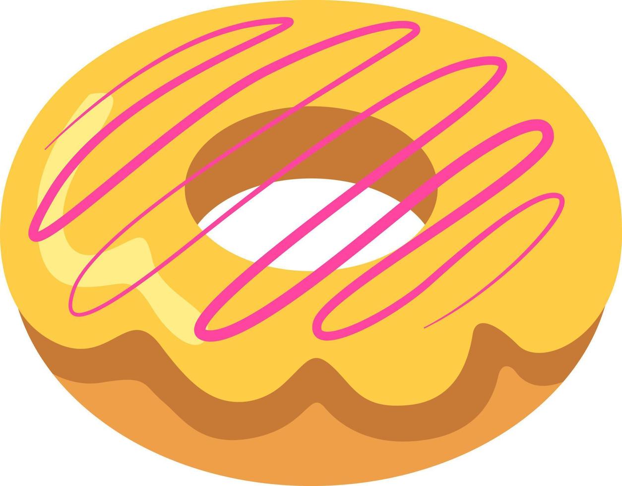 donut met vanille room en roze room, illustratie, vector Aan een wit achtergrond