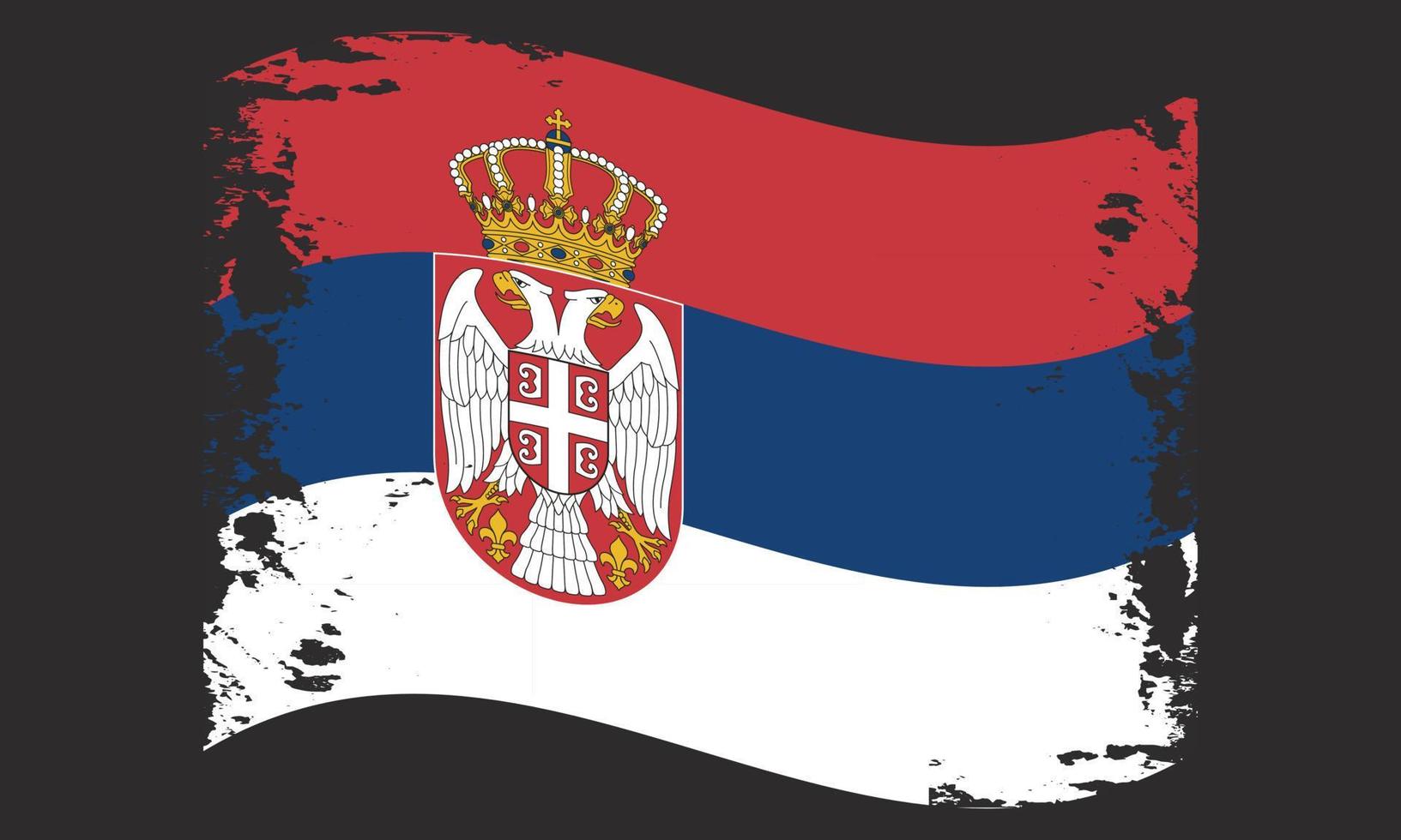 Servië golvend grunge borstel vlag ontwerp vector