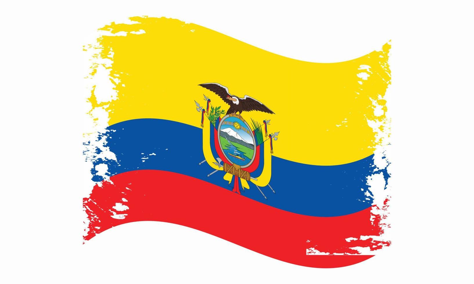 Ecuador golvend grunge borstel vlag ontwerp vector