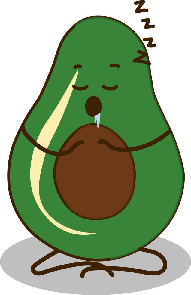 slaperig avocado ,illustratie, vector Aan wit achtergrond.