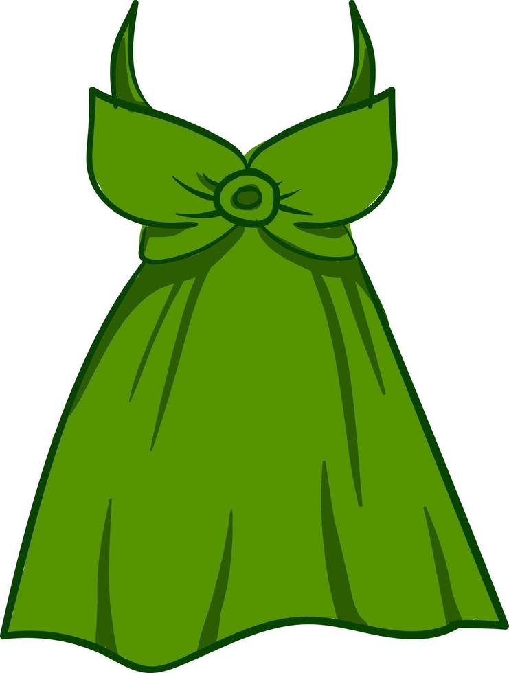 groen jurk, illustratie, vector Aan wit achtergrond.