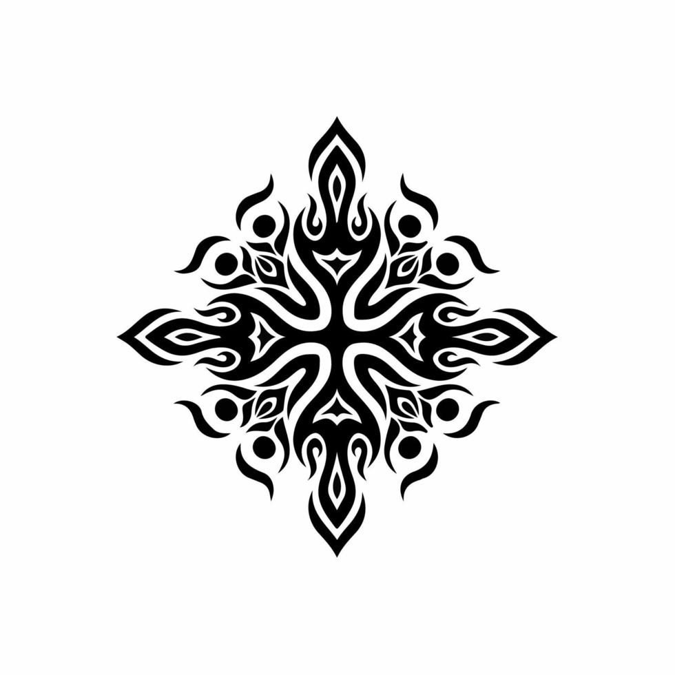 mandala tribal vlam symbool logo Aan wit achtergrond. stencil sticker tatoeëren ontwerp. vlak vector illustratie.