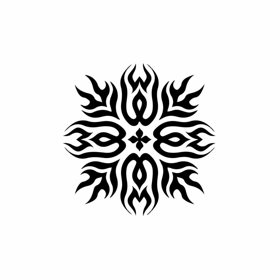 mandala tribal vlam symbool logo Aan wit achtergrond. stencil sticker tatoeëren ontwerp. vlak vector illustratie.