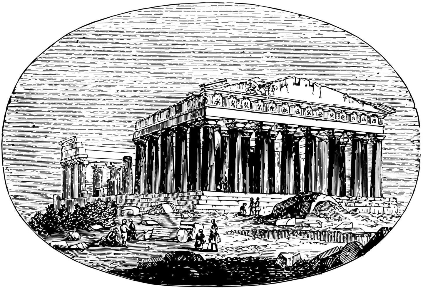 modern Parthenon, de Atheners, wijnoogst gravure. vector