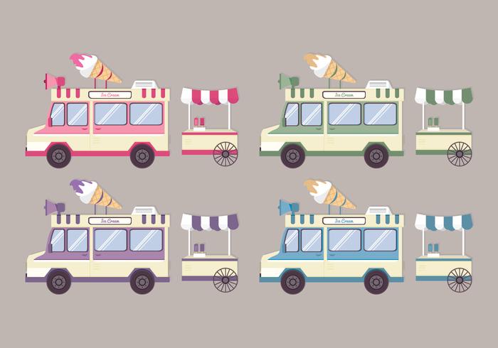Vector Kleurrijke Ice Cream Trucks