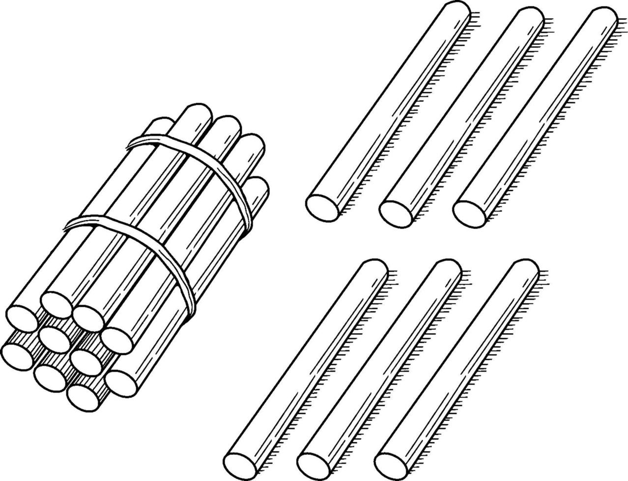 16 stokken, wijnoogst illustratie. vector