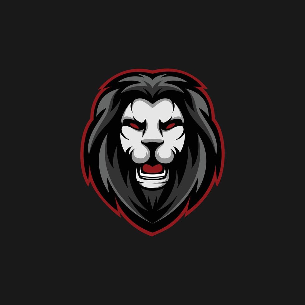 leeuw hoofd mascotte e-sport logo, vector illustratie.