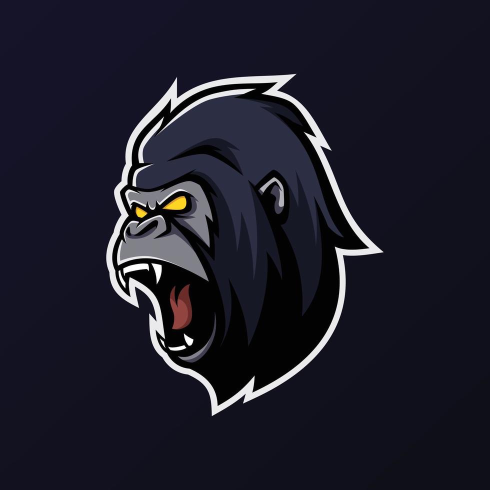 boos gorilla mascotte logo vector illustratie ontwerp - dieren mascotte logo