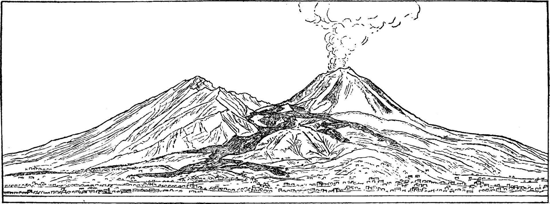 vesuvius, wijnoogst illustratie. vector