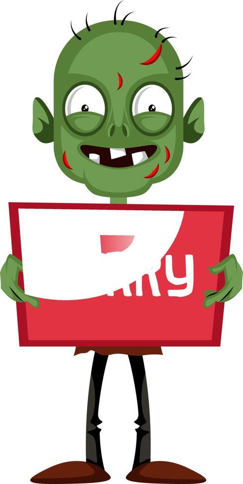 zombie met Sorry teken, illustratie, vector Aan wit achtergrond.
