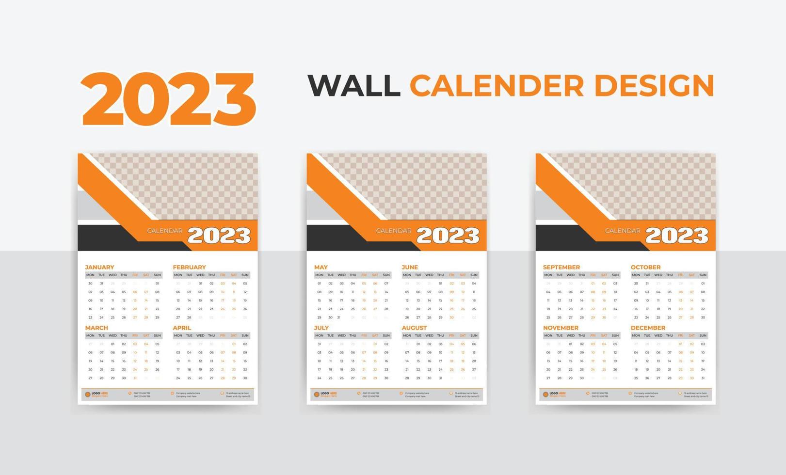 kalender 2023 nieuw jaar zakelijke bedrijf gemakkelijk Hoes 12 maanden 3 bladzijde vector
