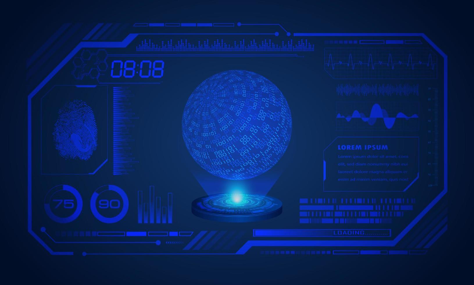 modern hud technologie blauw scherm met wereldbol achtergrond vector