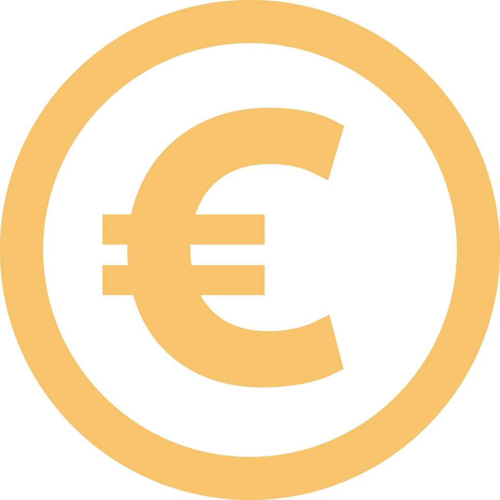 geel euro teken, illustratie, vector Aan een wit achtergrond.