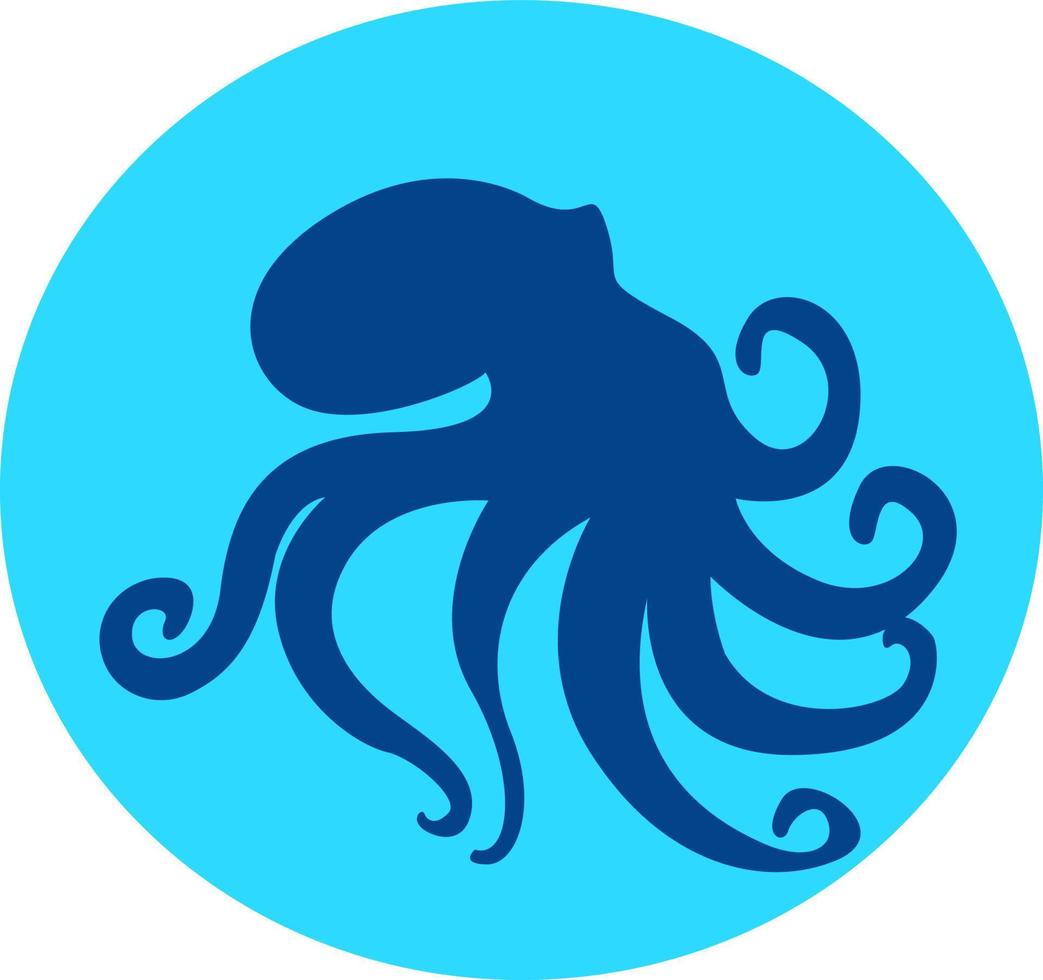 blauw Octopus, illustratie, vector Aan wit achtergrond.