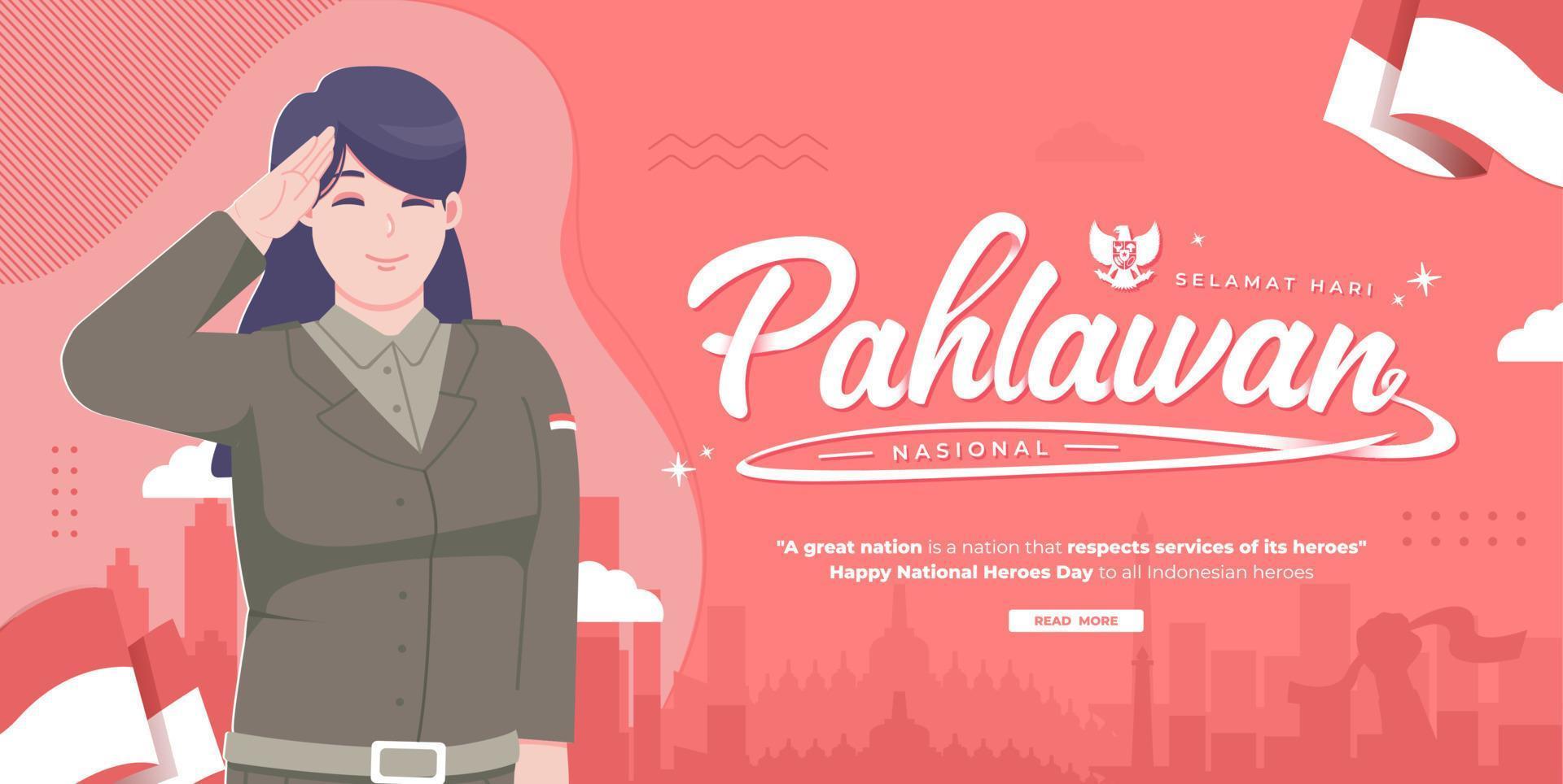 selamat hari pahlawan nasional middelen gelukkig Indonesisch nationaal heroes dag vector