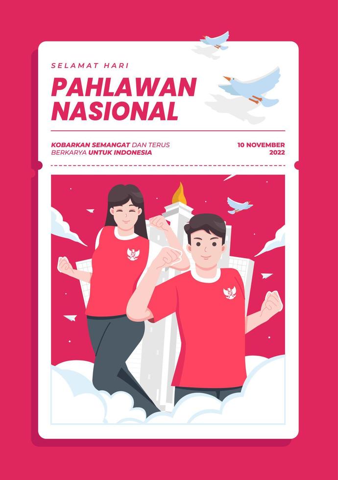 selamat hari pahlawan nasional middelen gelukkig Indonesisch nationaal heroes dag vector