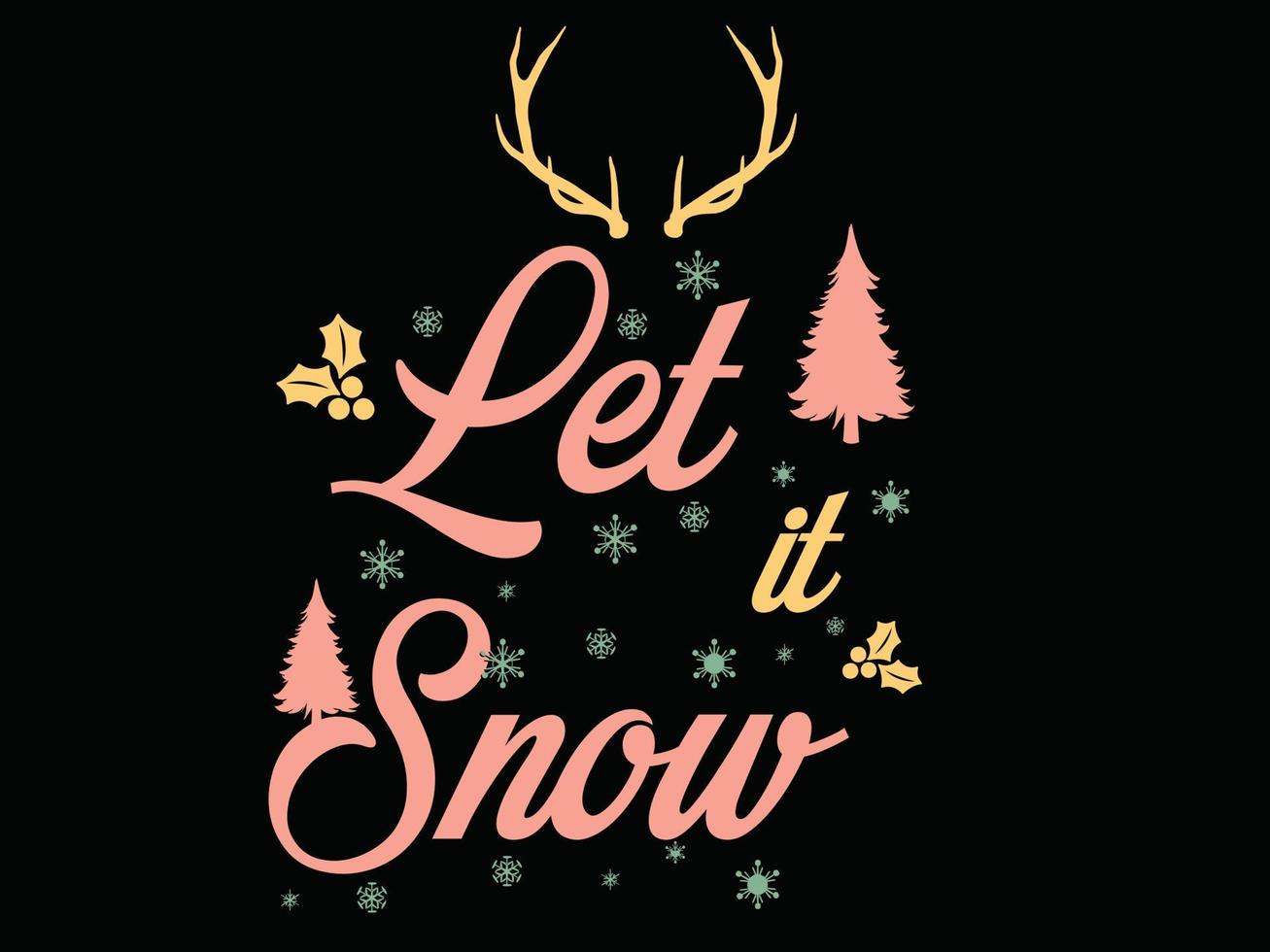 laat het sneeuw 05 vrolijk Kerstmis en gelukkig vakantie typografie reeks vector