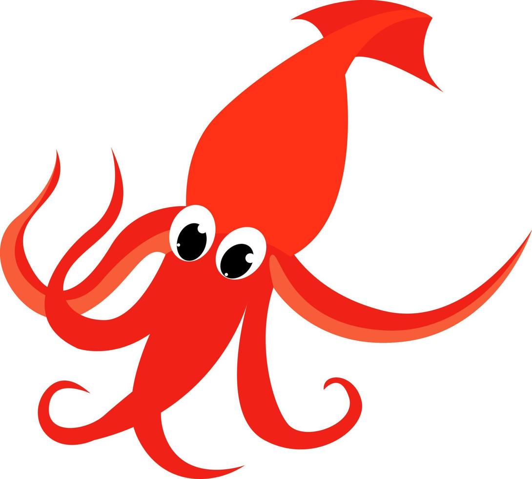 rood inktvis, illustratie, vector Aan wit achtergrond.