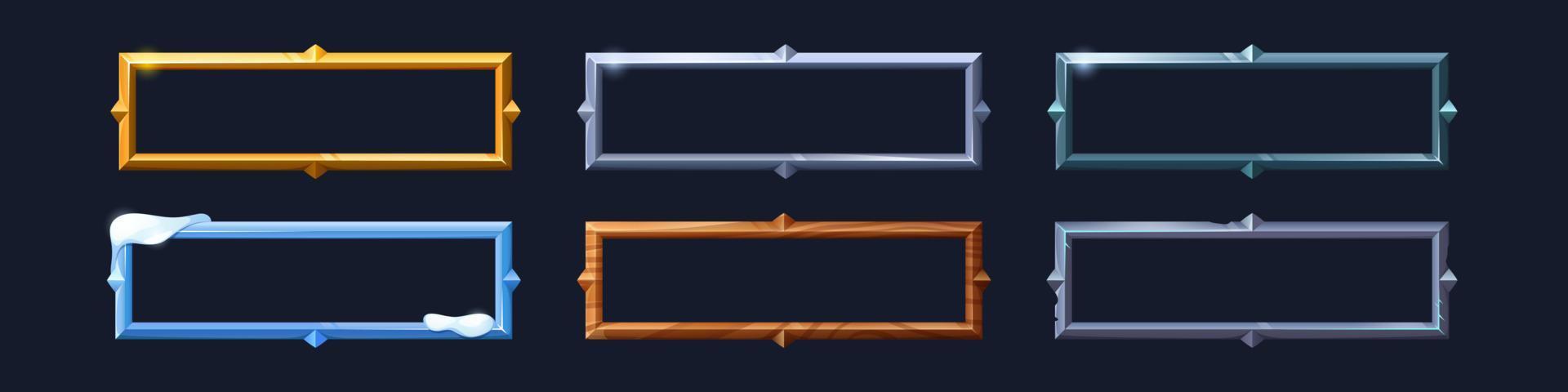 spel kaders met goud, zilver, houten structuur vector