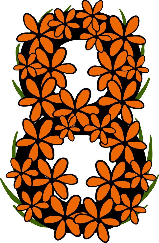 bloemen aantal acht, illustratie, vector Aan wit achtergrond.