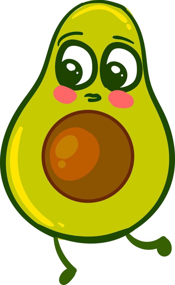 schattig avocado , illustratie, vector Aan wit achtergrond