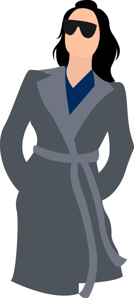 grijs jas, illustratie, vector Aan wit achtergrond.